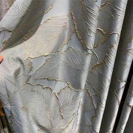 Curtain & Drapes American Retro Gold Thread Embroidery Leaf Embossed Jacquard Hollow Tulle Panel For Living Room Bedroom CustomCurtain