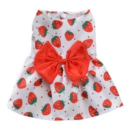 Small Dogs Princess Dress for Dog Apparel Cute Strawberry Fruit Pattern Clothes Shirt Summer Pet Cloth 1222572