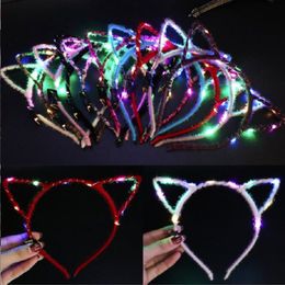 DHL LED toys Cat Ear Headband Light Up Party Glowing Supplies Women Girl Flashing Hair Band Sticks Football Fan Concet Cheer Halloween Xmas Gifts