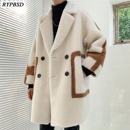 Winter Men Fur Coat 2020 New Men Suede Coat Long Thicken Warm Cotton Plus Velvet Fleece Outwear Men Wool Coat Winter 2 Colours LJ201110