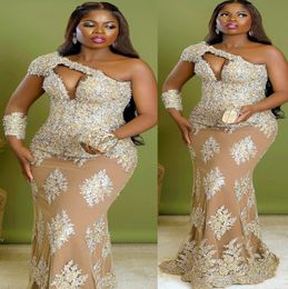 2022 Plus Size Arabic Aso Ebi Champagne Mermaid Luxurious Prom Dresses Lace Beaded Evening Formal Party Second Reception Birthday Engagement Gowns Dress ZJ330