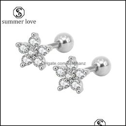 Stud Earrings Jewelry Fashion Cz Flower Earring For Women Small Crystal Colorf 5Asuper Flash Rhinestone Elegant Brides Dhzt4