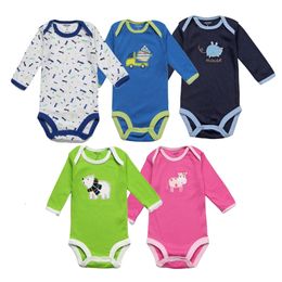 5Pcs Unisex Baby Rompers Spring Girl Clothes Roupa s born Long Sleeve Infant Boy Jumpsuits 220426