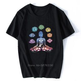 Men's T-Shirts Womens T-Shirt Flower Yoga Buddha Chakra Meditation India Print Men Cotton O-neck Tshirt Hip Hop Tees Streetwear Harajuku