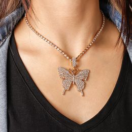 Butterfly necklace temperament and generous single-layer claw chain diamond necklace Exaggerated diamond-studded butterfly necklace jewelry