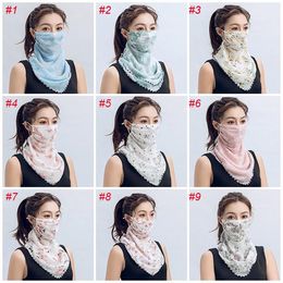 Women Scarf Face Mask Summer Sun Protection Silk Chiffon Handkerchief Outdoor Windproof Half Face Dust-proof Scarves FY6127 0429