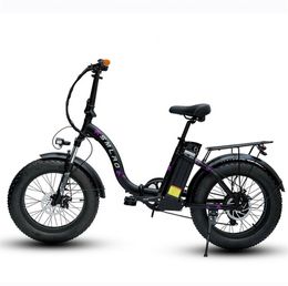 Smlro E7 Women's Mountain Bike 20inch 4.0 Fat Tyre Folding Electric Bicycle 48V 13Ah 500W with turn signals rear tail lights 35km/h Max Speed 45km Mileage