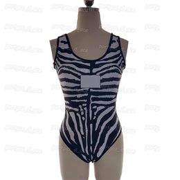 Zebra Pattern Design Swimsuit Swimwear Womens Letters Printed Backless Swimwear Fashion One Piece Bathing Suit