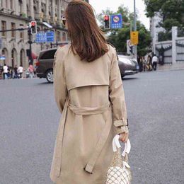 Women's Trench Coats Female Spring Autumn Long Sleeve Coat Women Korean Loose Double Breasted With Sashes Ladies Windbreaker OuterwearWomen' T220809