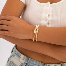 Unique Design Metal CCB Bead Bracelet For Women Fashion Imitation Pearls Chain Patchwork Bracelet Charm Party Jewellery Gift
