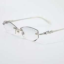Fashion Sunglasses Frames Customised Prescription Of Rimless Glasses Diamond Pure Titanium Ultra-light Frame For Myopic Presbyopic GlassesFa