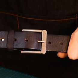 Belts Men Top Layer Leather Casual High Quality Belt Vintage Design Pin Buckle Genuine For Original CowhideBelts