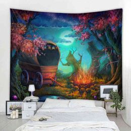 Fantasy Landscape Decorative Wall Rugs Curtain Nordic Bohemian Hippie Decoration Hanging House Bedroom Living Room J220804