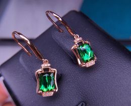 Dangle & Chandelier Fine Jewellery 18K Rose Gold 100% Natural 3.2ct Green Tourmaline Gemstones Brazil Origin Drop Earrings For WomenDangle