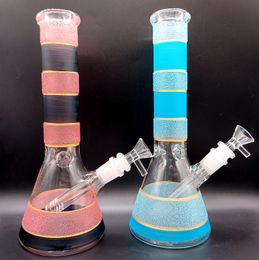 Colored 10.5 inch Blue Pink Glass Water Bong Hookahs with Female 18mm Delicate Colorful Smoking Pipes