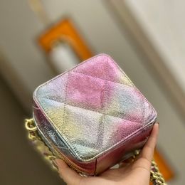 Laser Colourful Classic Box Sqaure Bags Dazzling Color Mini Vanity Quilted Matelasse Chain Crossbody Shoulder Luxury Designer Tiny299P