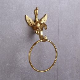 Towel Rings Brass Gold Crystal Swan Ring For Bathroom Accessories Set Luxury European Holder Wall Mounted AT8800Towel