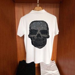 Men's Polos Men's Night Slim Plus Size Short Sleeve High Quality Shirt Diamond Big Skull Exaggerated DesignMen's Men'sMen's