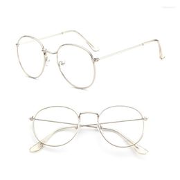 Vintage Men Women Eyeglass Metal Frame Glasses Round Spectacles Clear Lens Optical Fashion Sunglasses Frames