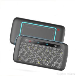 Hot selling H20 H18 Mini Wireless Keyboard Backlight Touchpad Air mouse IR Leaning Remote control For Andorid BOX Smart TV Windows