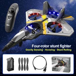 Rc Plane V17 Gravity Sensing Aircraft Glider with Light Radio Control Helicopter Foam Remote Controlled Aeroplane Toys for Boys 220713