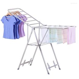 Laundry Bags Balcony Drying Rack Pole Floor Folding Stainless Steel Clothes Quilt Artefact Bedroom Hanging Towel Home Shelf