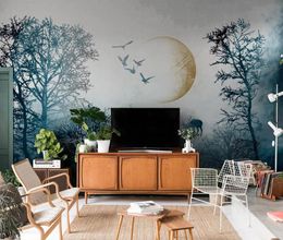 3d wall sticker Custom wallpaper mural Nordic abstract forest background wall modern minimalist living room bedroom papel de pared