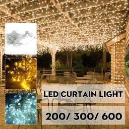 Strips LED 3x3/6x3m 600 String Light Fairy Icicle Outdoor Garland Window Curtain Wedding Home Xmas Decoration Lighting DecorLED