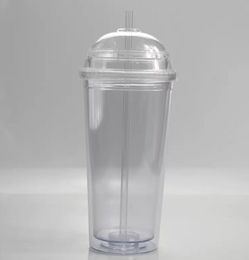 20oz Acrylic Tumbler Clear Plastic Tumblers with Lids and Straws Water Cup Travel Cups