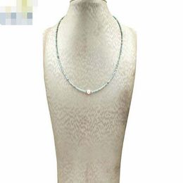 Larimar Choker Necklace 2mm Pearl Silver for Women Gift