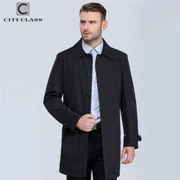 CITY CLASS Autumn Classic Men Trench Fashion Coats Casual Fit Turn-down Collar Jackets Coats Cool For Male 1061-1 201127