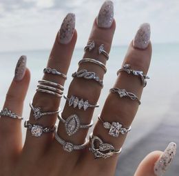 Bohemian Midi Finger Rings Set For women Beach Diamond Drop Elephant Gemstone Crystal wedding Knuckle Rings Boho Fashion Jewellery
