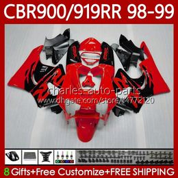 Bodywork For HONDA CBR919 CBR 900 919 RR CC 98-99 Years Body 127No.6 CBR 919RR 900RR 919CC CBR900 RR CBR919RR 98 99 900CC CBR900RR 1998 1999 Fairings Kit glossy red