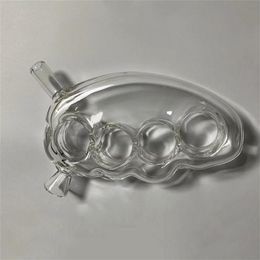 Glass knuckles Bubbler Pipe Mini Small Unique Shape Smoking Accessories Pipes Oil Burner Portable Hand Burning Water Pipes WL08
