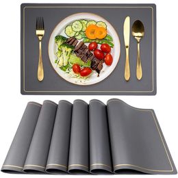 Placemat PU Leather Dining Table Mats Waterproof Washable Placemats Stain Heat Resistant Pads for Home Kitchen