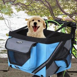 small bike cover UK - Dog Car Seat Covers Folding Bike Basket Small Pet Cat Bicycle Baskets Handlebar Front Carrier For Travel Shopping2673