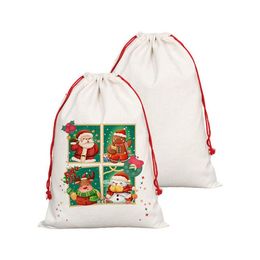 Sublimation Blank Santa Sacks DIY Personalized Drawstring Bag Christmas Gift Bags Pocket Heat Transfer SN4659