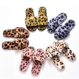 women slippers Leopard Print Plush Indoor Slippers women shoes Home Cotton Bedroom Shoes Winter Warm Soft Flip Flop sy429 201026