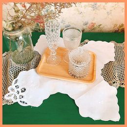 Mats & Pads White Cotton Hand Embroidered Floral Tablecloth Table Runner Plate Cushion Placemat Coffee Cup Tea Kitchen Cover TowelMats MaMat