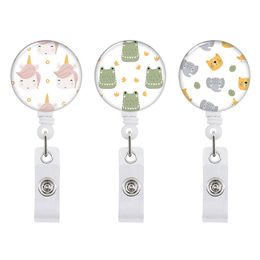 Office & School Supplies Selling Cute cartoon painting Badge Telescopic Easy Pull Buckle Badge Reel Back Clip Certificate Cover