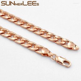 Chains Fashion Jewelry Rose Gold Color Necklace 6mm Smooth Curb Cuban Chain For Mens Womens Gift C30Chains Heal22