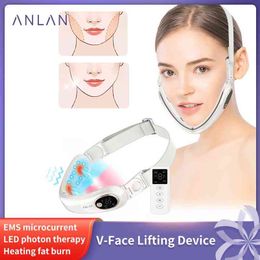 ANLAN V-Line Face Lifting Device Vibration Massager Photon Light Therapy EMS Facial Belt Chin Lift Home Use Devices 220513