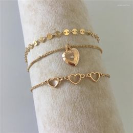 Link Chain Fashion Bohemian Bracelet Set For Women Shell Star Map Heart Natural Stone Beads Chains Bangle Boho Jewelry Wholesale