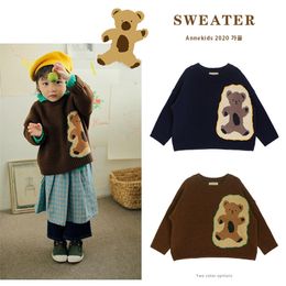 Meninas coreanas Meninas suéteres Inverno Autumn Kids Kint Bear Bordado suéter Baby Child Cotton Fashion foff Outwear LJ201128