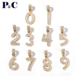 Champagne Pink Baguette Initials Number Hip Hop Pendant Chain Baguette Letter Jewelry Men's Hip Hop Pendant Jewelry174v