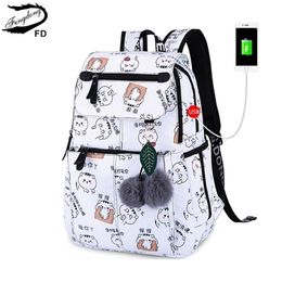 Fengdong brand backpack for girls school bags female cute cat back bag backpacks for teenage girls year girl christmas gift LJ201225