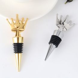 50PCS Baby Birthday Party Present Gold/Silver Crown Wine Bottle Stopper in Gift Box Wedding Favours