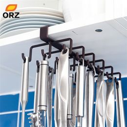 ORZ 18 Hooks Kitchen Utensils Storage Holder Cup Drying Rack Cupboard Hanging Hook Closet Organiser for Tie Scarf Mug Holder T200413