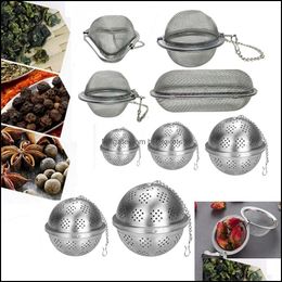 Coffee Tea Tools Drinkware Kitchen Dining Bar Home Garden Reusable 304 Stainless Steel Infuse Sphere Locking Spice Teas Ball Strainer Mes