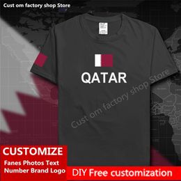 QATAR Country Flag T shirt DIY Custom Jersey Fans Name Number Brand Cotton T shirts Men Women Loose Casual Sports T shirt 220616